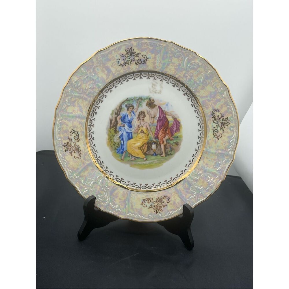 Antique Carlsbad The Three Graces Czech Republic Cabinet Plate Pearlized .   Thi